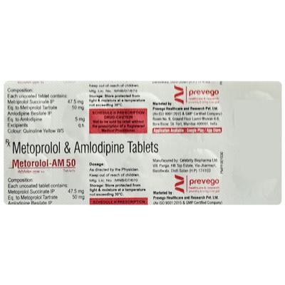 METOROLOL AM 50 Tablet 10's - Hypertension-Ang