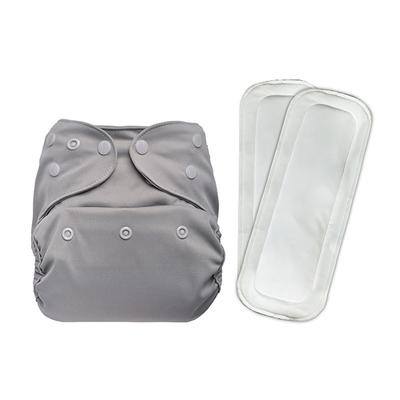 Bumberry Reusable Diaper Cover (2-36 Months) with 2 Wet Free Inserts - Grey - Diapers & Wipes
