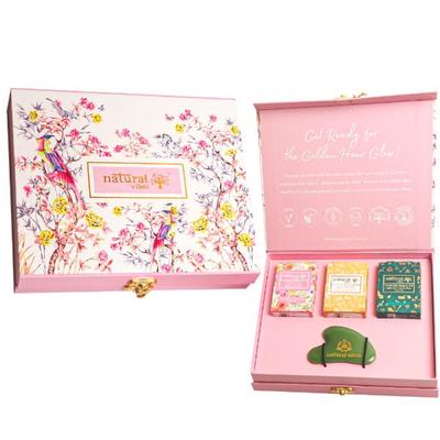 Natural Vibes Glow Getter Gift Set (Jade Gua Sha + Vitamin C Face Serum Nirvana Flower Oil and Gold Beauty Elixir Oil 1's - Toners