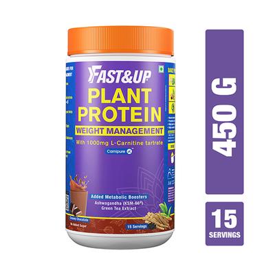 Fast&Up Plant Protein Weight Management Powder - Creamy Chocolate 450 gm - Weight Gain