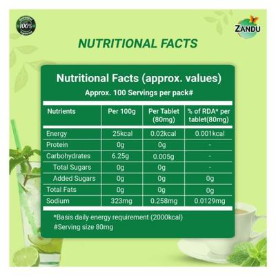 Zandu Stevia Tablet - Meethi Tulsi 100's - Diabetes Care (Ayush)