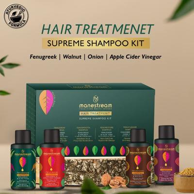 Manestream Hair Treatment Supreme Shampoo Kit (FenuGrow Shampoo 30 ml + FenuSmooth Shampoo 30 ml + FenuRestore Shampoo 30 ml + FenuCleanse Shampoo 30 ml) 1's - Hair Treatment