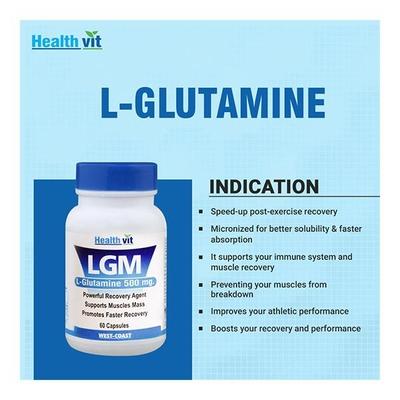 HealthVit LGM (L-Glutamine 500 mg) Capsule 60's - Amino Acids