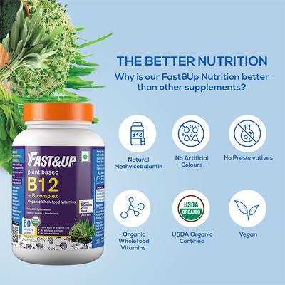 Fast&Up Plant Based B-12 + B-Complex Uncoated Tablet 60's - Multi-Vitamins