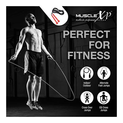 MuscleXP Skipping Rope (Jumping Rope) - Red & Black 1's - Workout Essentials