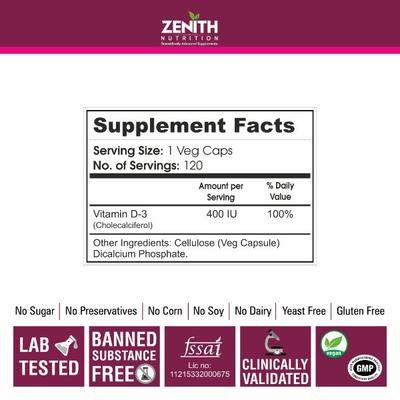 Zenith Nutrition Vitamin D3 Capsules 120's - Multi-Vitamins
