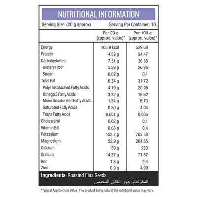 Nourishvitals Flax Roasted Seeds 200 gm - Nutritional Bars