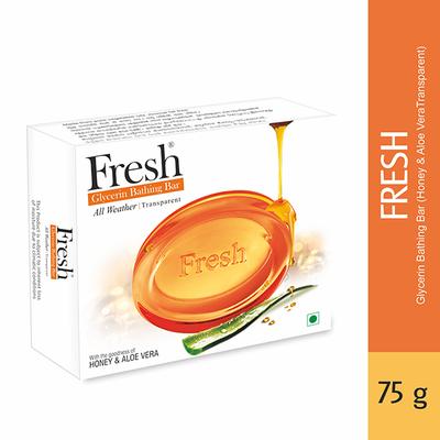 Fresh Glycerin Transparent Bathing Bar - Honey and Aloe Vera 75 gm 130 - Soaps