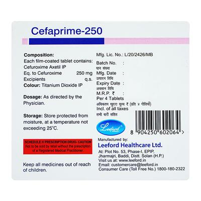 CEFAPRIME 250 Tablet 4's - Bacterial Infections-Cep