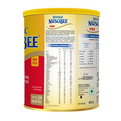 Dexolac Nusobee Soya (Upto 24months) 400 gm - Tin - Baby And Infant Supplements