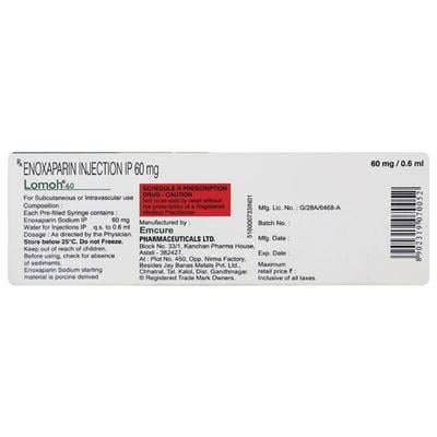 Lomoh 60mg Injection 0.6ml - Blood Clot-Ant