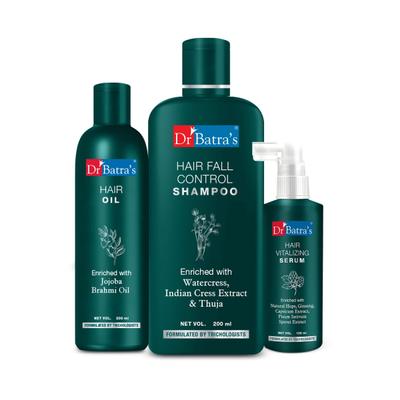 Dr Batra's Hair Oil 200 ml + Hair Fall Control Shampoo 200 ml + Hair Vitalizing Serum 125 ml - Hair Treatment