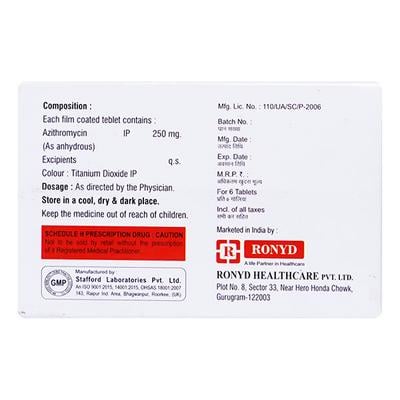 AZIBLUE 250 Tablet 6's - Bacterial Infections-Mac