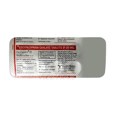 Escitalent 20mg Tablet 10'S - Depression-Ant