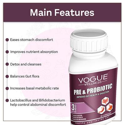 Vogue Wellness Pre & Probiotic Capsule 60's - Digestive Health