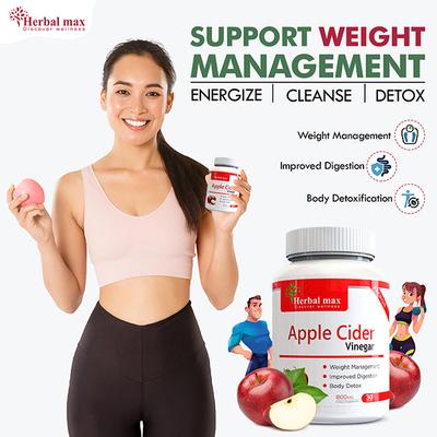 Herbal Max Apple Cider Vinegar Dietary Supplement 800 mg Capsule 30's - Apple Cider Vinegar - Acv