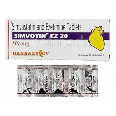 Simvotin EZ 20mg Tablet 10'S - High Cholesterol-Dys