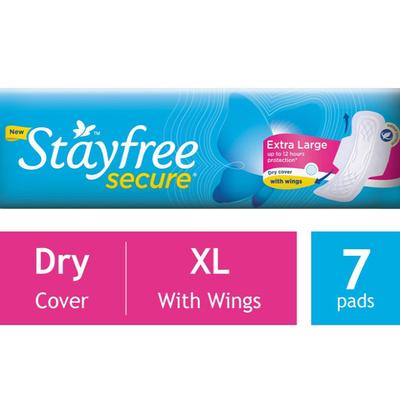 Stayfree Secure Dry Cover with Wings Sanitary Pads (XL) 7's - Sanitary Napkins