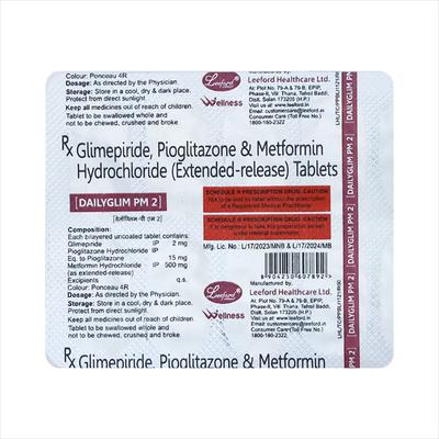 DAILYGLIM PM 2 Tablet 10's - Diabetes-Ant