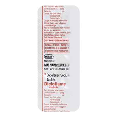 Dicloflame 50mg Tablet 10'S - Pain relief-Nsa