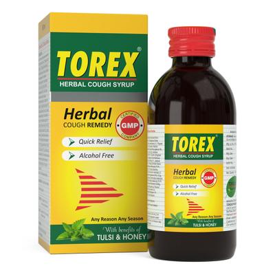 Torex Herbal Cough Syrup With Tulsi & Hpney (Pack of 2 X 100 ml) 1's - Cough & Cold (Ayush)