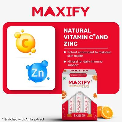 Maxify Natural Vitamin C & Zinc Effervescent Tablet (Pack of 3 x 20's) - Multi-Vitamins