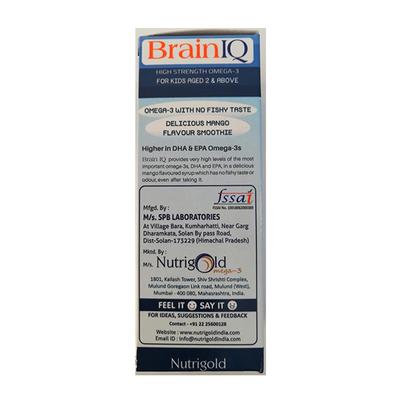 Nutrigold BrainIQ High Strength Omega-3 Drops 150 ml - Omega Fish Oil Fatty Acids
