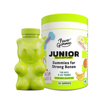 Power Gummies Junior for Strong Bones Calcium, Phosphorus and Vitamin D, For Age 4-15 Years, Tasty Banana Flavour 30 Gummies 30's - Nutritional Supplements