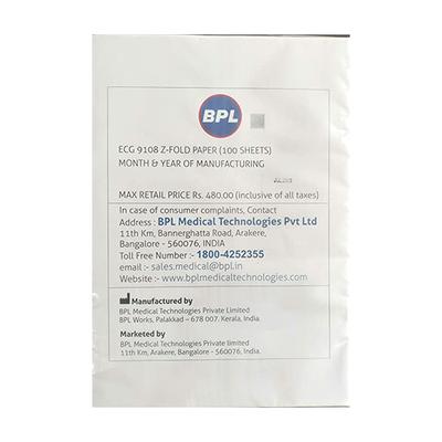BPL ECG 9108 Z-Fold Paper 100's - Surgical Instruments