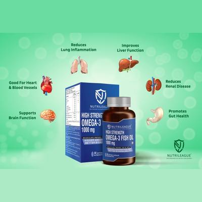 Nutrileague High Strength Omega 3 Fish Oil 1000mg Softgel Capsules 30's - Multi-Vitamins