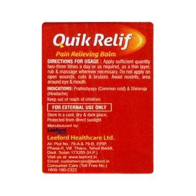 Leeford Quik Relif Pain Relieving Balm 10 ml - Balm/Ointments