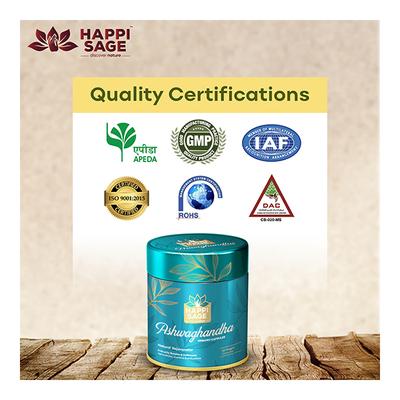 Happi Sage Ashwagandha Organic Veg Capsule 60's - Ashwagandha
