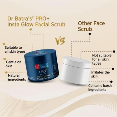 Dr Batra's PRO+ Insta Glow Facial Scrub (Pack of 2 x 250 gm) - Face Scrubs
