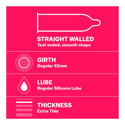 Durex Condoms - Extra Thin 10's - Plain/Flavoured Condoms