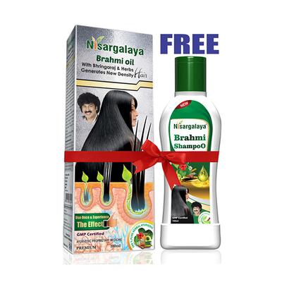 Nisargalaya Brahmi Hair Oil 100 ml + Brahmi Shampoo Free 100 ml - Shampoos