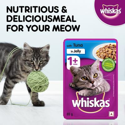 Whiskas Adult Tuna in Jelly (Pack of 85gm x 96) 8160 gm - Petfood
