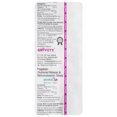 NEVRIX SR 75 Tablet 10's - Neuropathic Pain-Dru