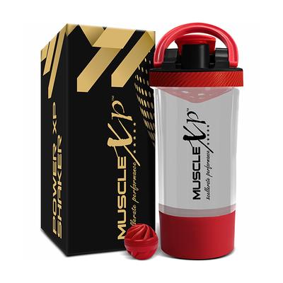 MuscleXP Power XP Gym Shaker - Transparent & Red 700 ml - Workout Essentials
