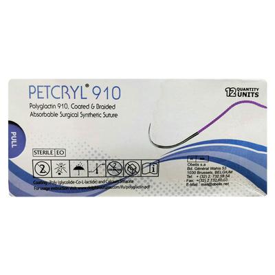 Dolphin Petcryl Polyglactin 910 Coated & Braided Suture (DS 2421) (90 cm) - Violet 1's - Sutures