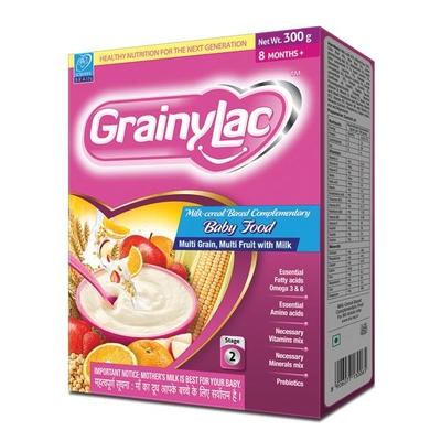 Grainylac (8+ Months) Multi Grain Multi Fruit with Milk Powder 300 gm - Baby And Infant Supplements