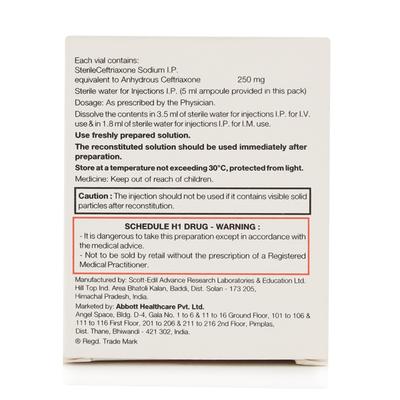 C One 250mg Injection 1'S - Bacterial Infections-Cep