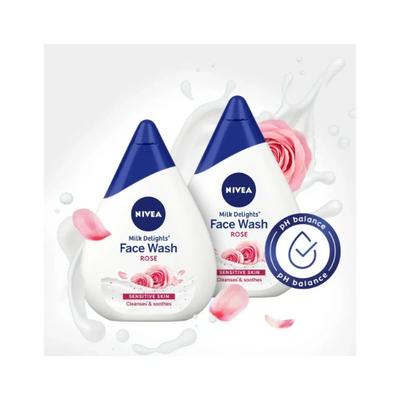 NIVEA MILK DELIGHT FACEWASH ROSE SENSITIVE SKIN 100 ml - Face Wash & Cleansers