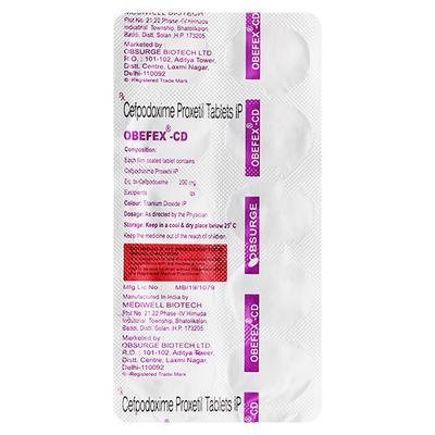 OBEFEX CD 200 Tablet 10's - Bacterial Infections-Cep