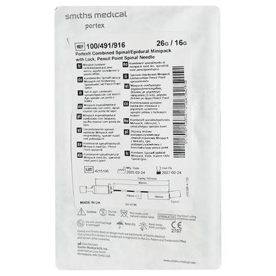 Portex Combined Spinal/Epidural Minipack (26 G/16 G) (100/491/916) 1's - Syringes And Needles