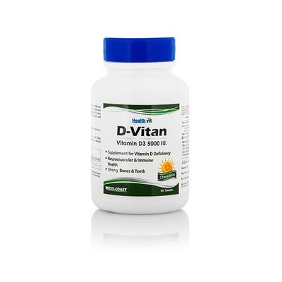 HealthVit D-Vitan Vitamin D3 5000Iu Tablets 60's - Multi-Vitamins