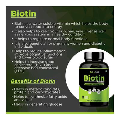 Nutrafirst Biotin 10000 mcg Capsule 60's - Hair & Skin