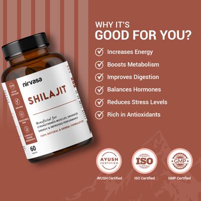 Nirvasa Shilajit Tablet (Pack of 3 x 60's) 1's - General Health