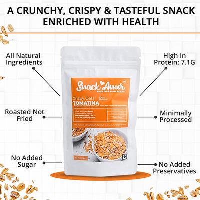 Snack Amor Crispy Oats Tomatina (Pack of 2 x 100 gm) - Nutritional Bars