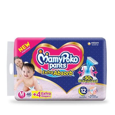 MamyPoko Pants Extra Absorb Diapers (M) (46's + Extra 4's ) - Diapers & Wipes