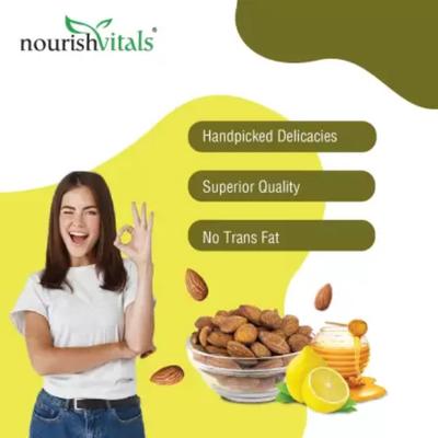 NourishVitals Honey Lemon Almonds Roasted Snacks 200 gm - Nutritional Bars